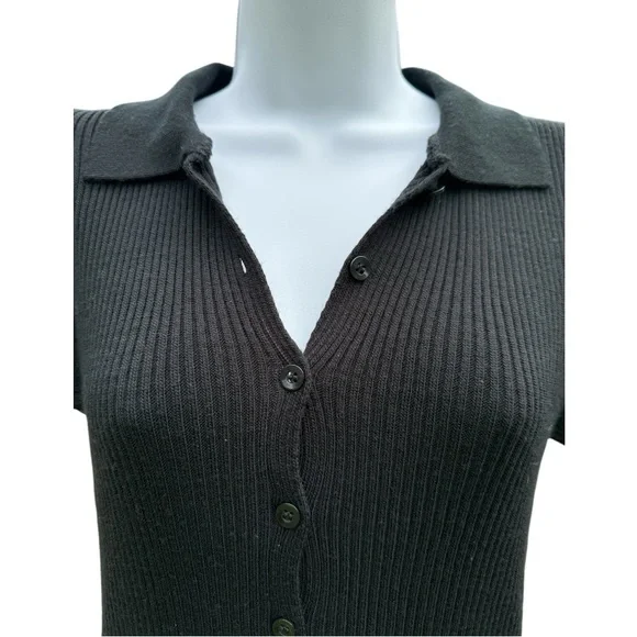 Pretty Little Thing BLACK SOFT KNIT BUTTON THROUGH DRESS Size Small - Picture 4 of 7
